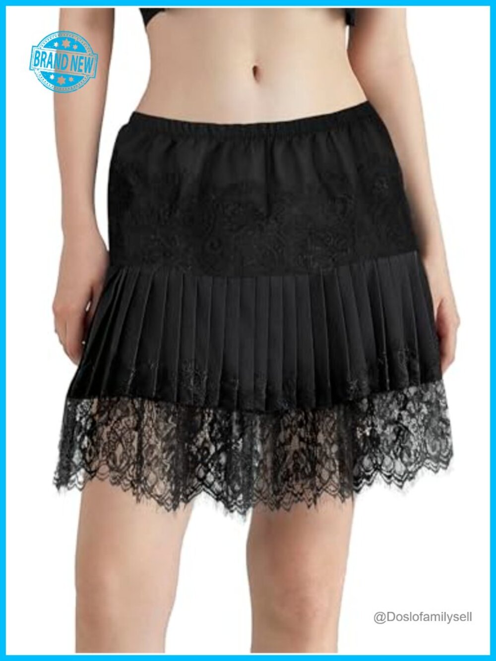Lace Mini Slip Skirt Polyester Elastane Shirt Extender Layering Underskirt